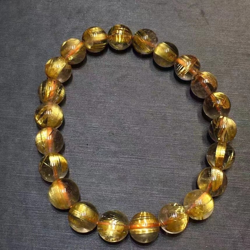 Fashion Design Natural Gold Rutilated Quartz Round Beads AAAA 8.5mm