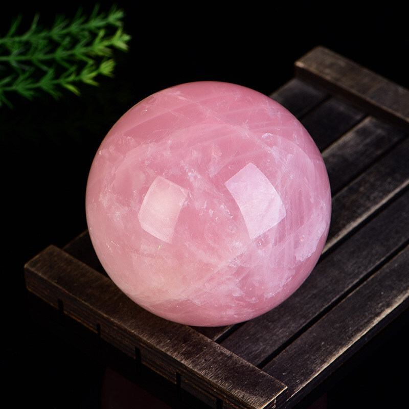 Natural Clear Rose Quartz Crystal Orb Ball Healing Energy Stone Sphere W/ Stand
