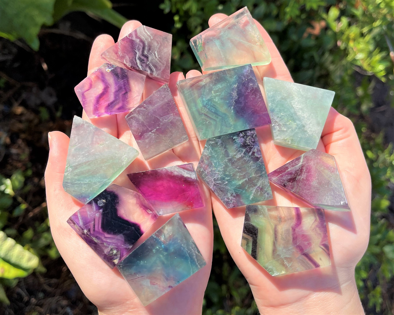 Fluorite Slab: Medium 1.5-2″ Beautiful Polished Fluorite Slice, Fluorite Crystal