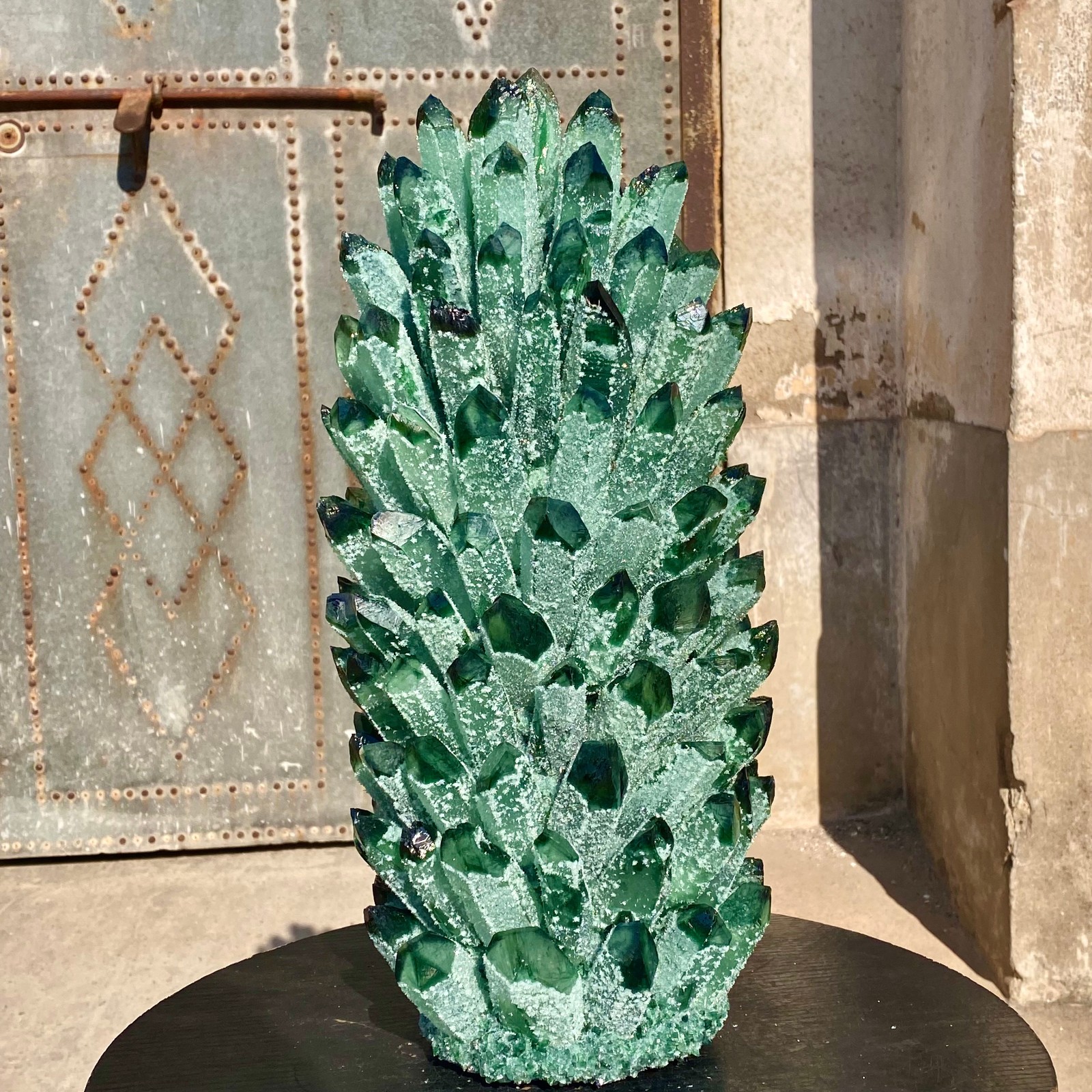 29LB New Find green Phantom Crystal Quartz Cluster Mineral Specimen Healing