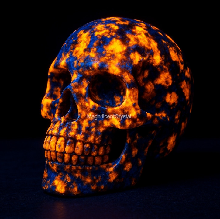 2″Natural Yooperlite Crystal Skull Fluorescent Sodalite Quartz Carving Decor