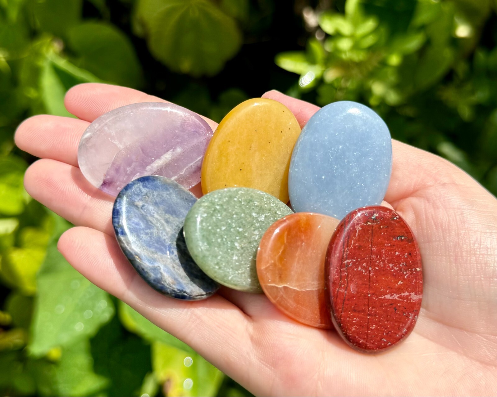 7 CHAKRA Palm Stone Set with Pouch (7 Chakra Crystal Set, Beginner Crystals)