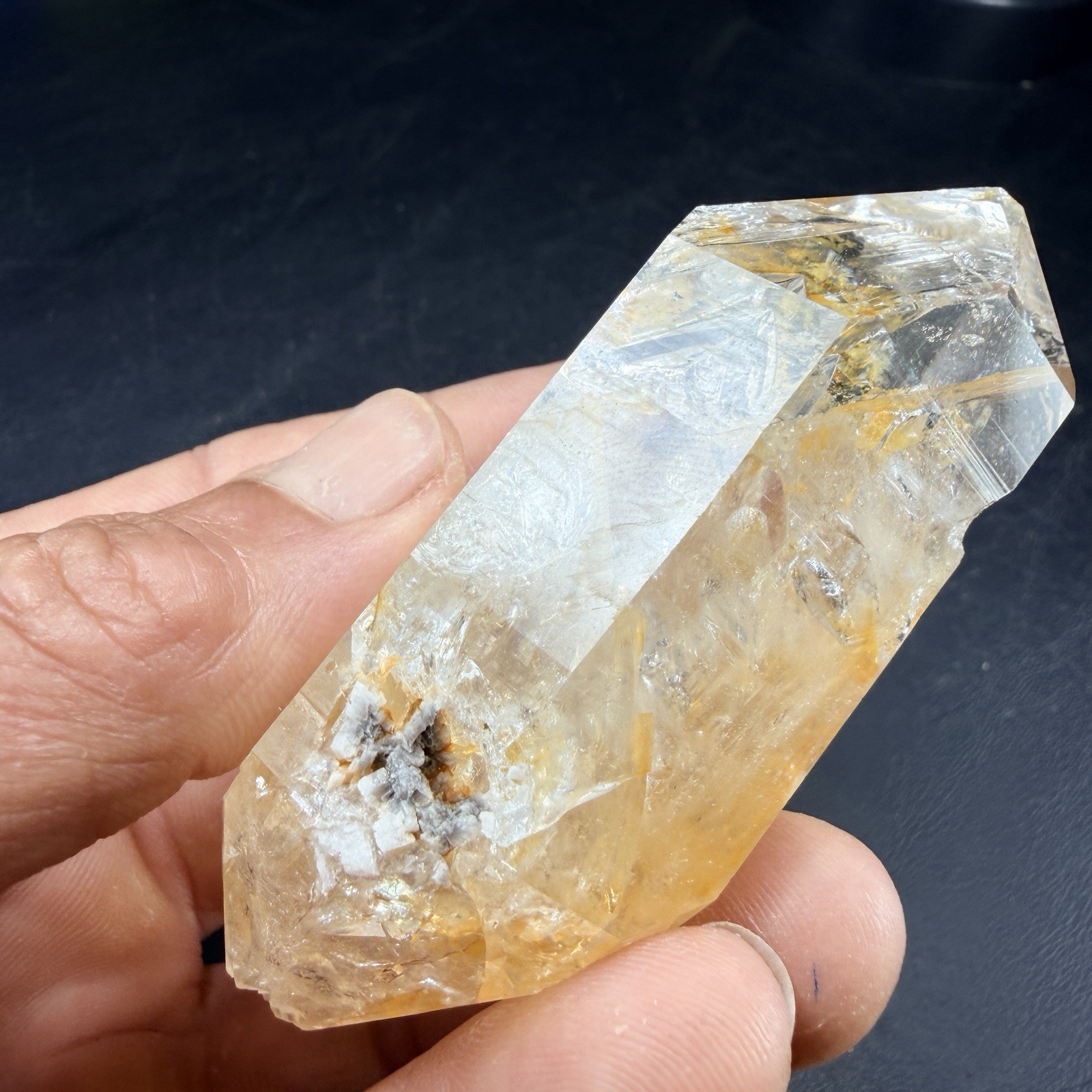 Golden Herkimer Diamond Quartz Crystal Point / New York *VIDEO*