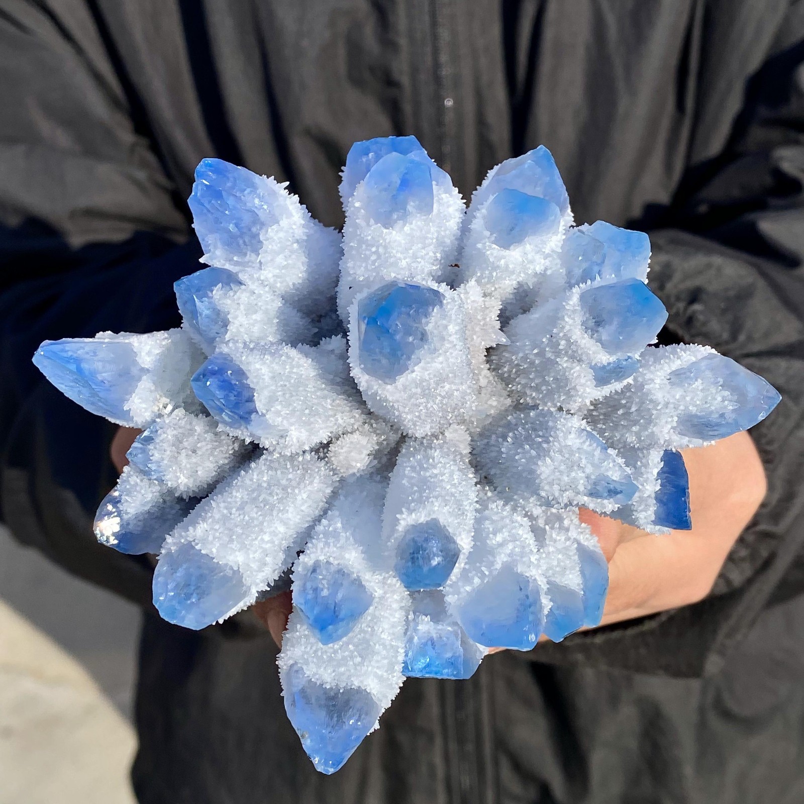 1.3LB New find sky blue phantom quartz crystal cluster mineral sample