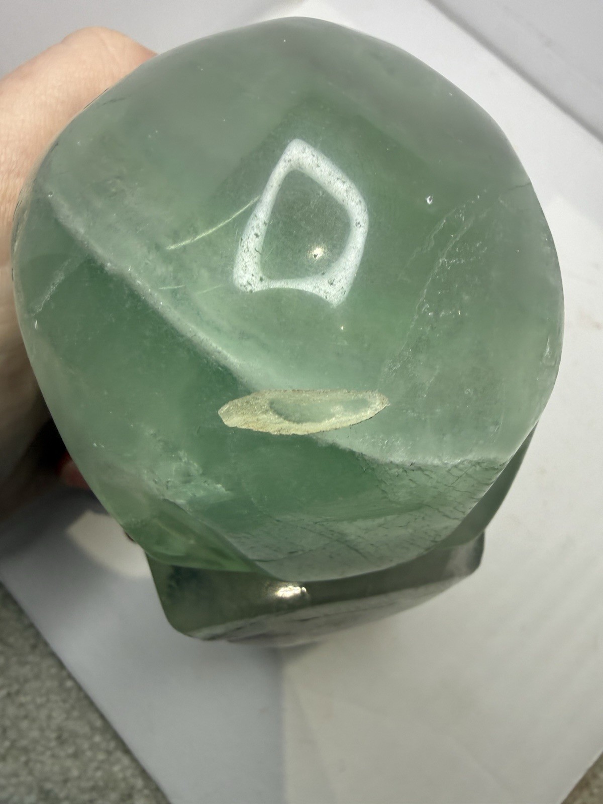 Large Natural Green And Purple Fluorite Crystal Carved Polished Skull 1lb 13oz