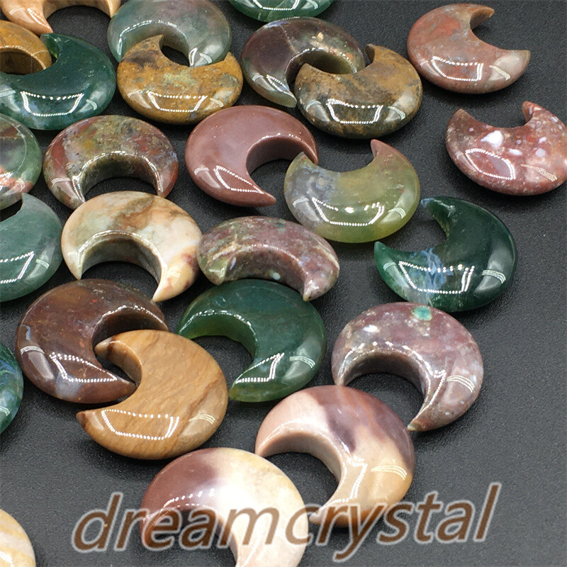 100pcs Natural ocean jasper moon Carved Quartz Crystal Skull Gift 28mm-wholesale