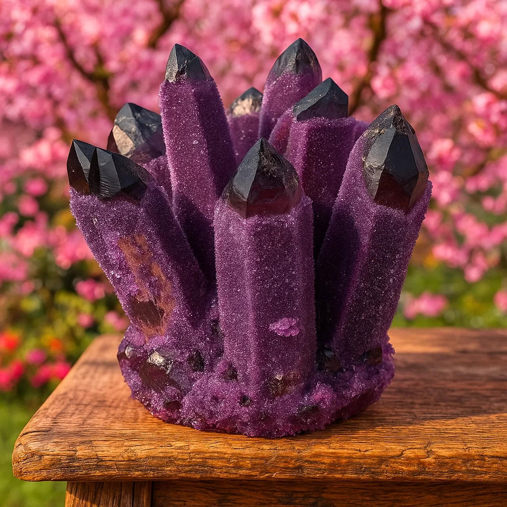 330g Rare Dark Purple Phantom Geode Cluster Natural Healing Crystal Reiki Decor