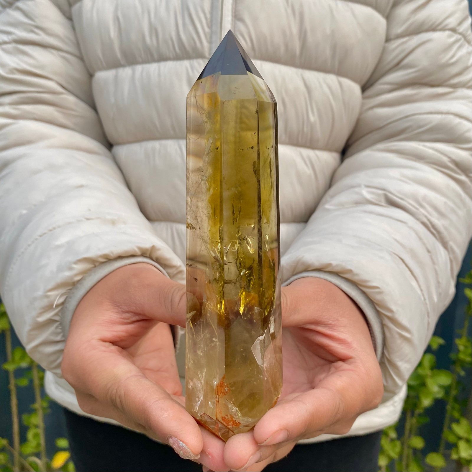 358G Natural Citrine Crystal Obelisk Tower Wand Point Reiki healing