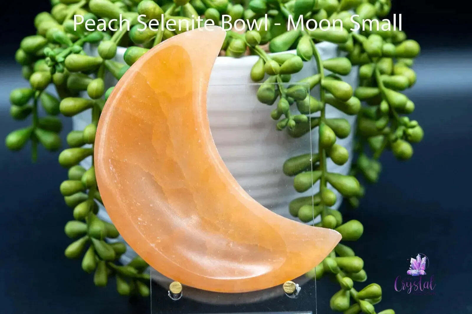 Peach Selenite Bowl – Moon 4″