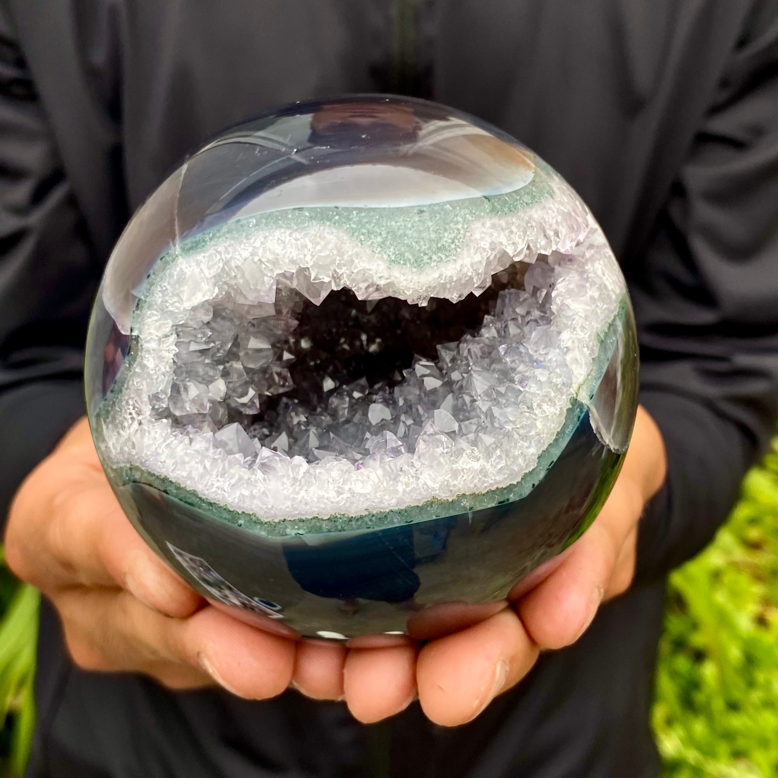 1.81LB Natural Amethyst Agate Opening Smile Quartz Cluster Crystal Specimen Hea