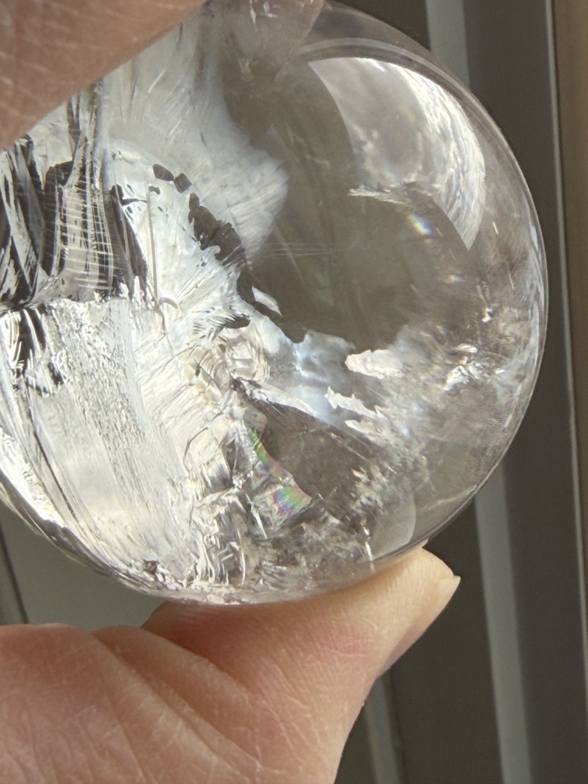50mm Natural Rainbow Clear Quartz Sphere 173 grams