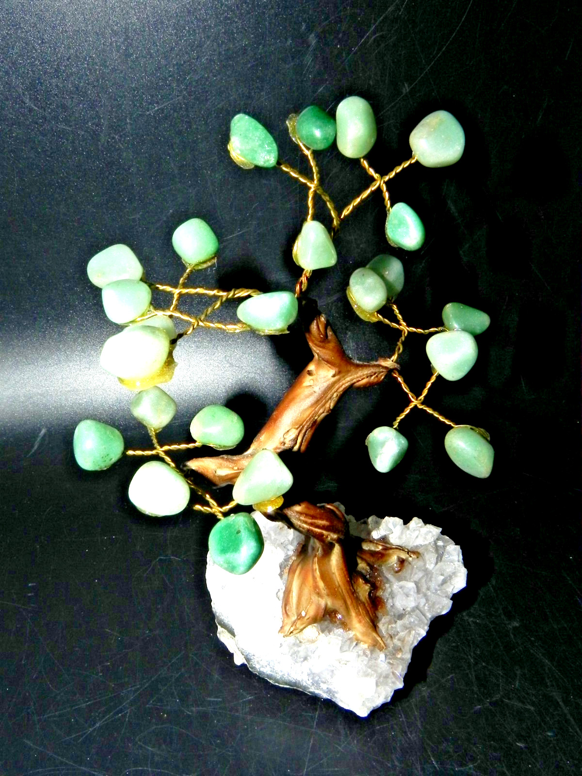 Amethyst Quartz Cluster Aventurine Tree Protection Healing! Handmade
