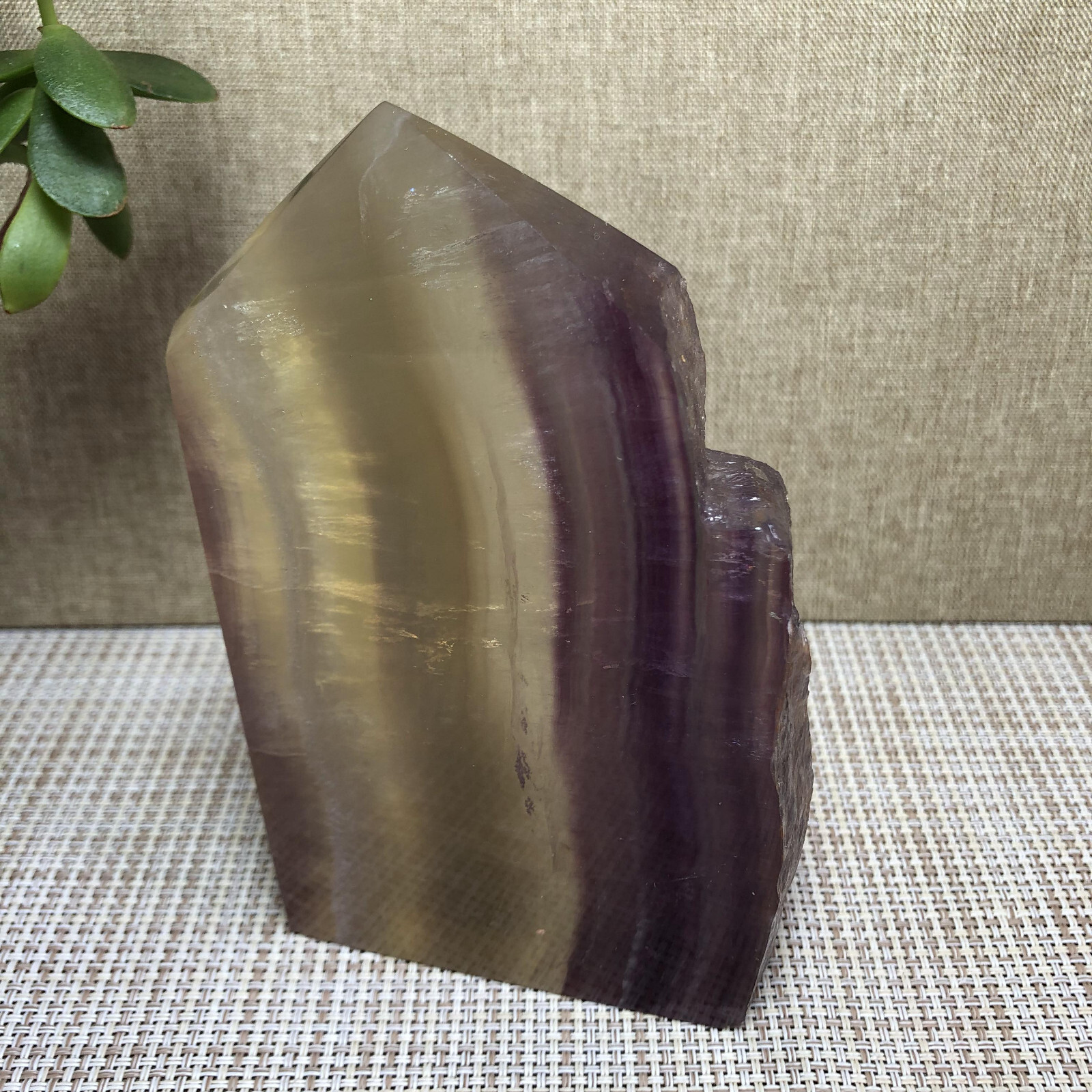 492g Natural candy Fluorite Polish/Rough wand Crystal free standing 123mm A2894
