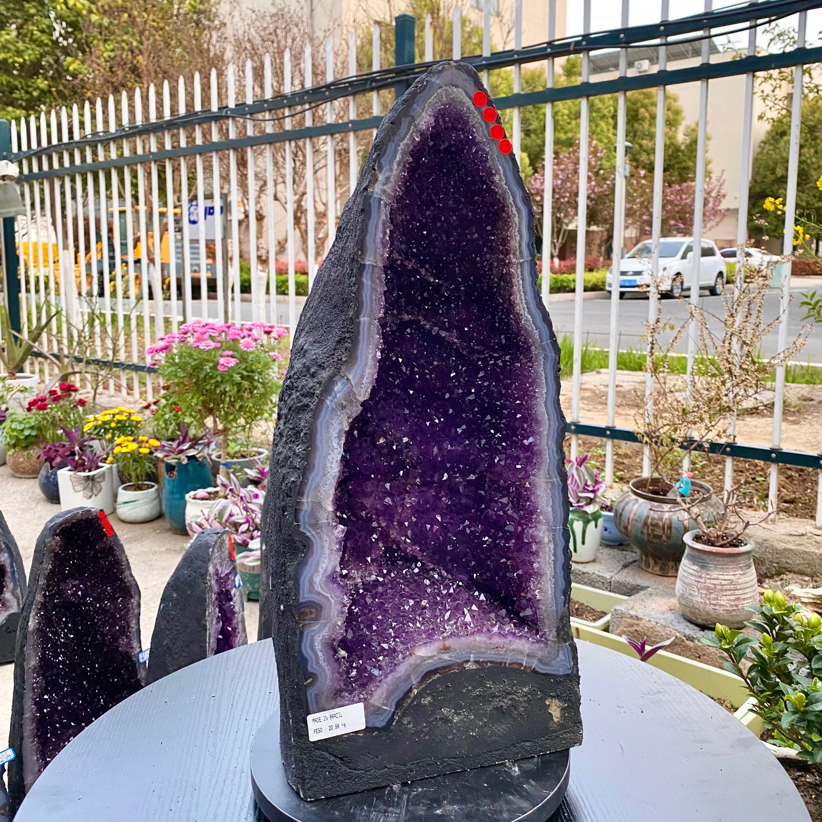 46LB Natural Amethyst Geode Quartz Crystal Cluster Cathedral Energy healing