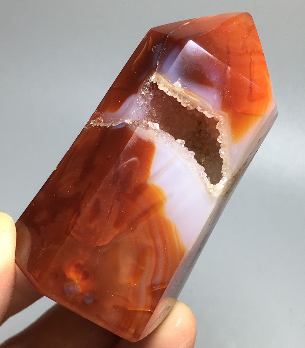 101g NATURAL red carnelian agate tower QUARTZ CRYSTAL agate point HEALING