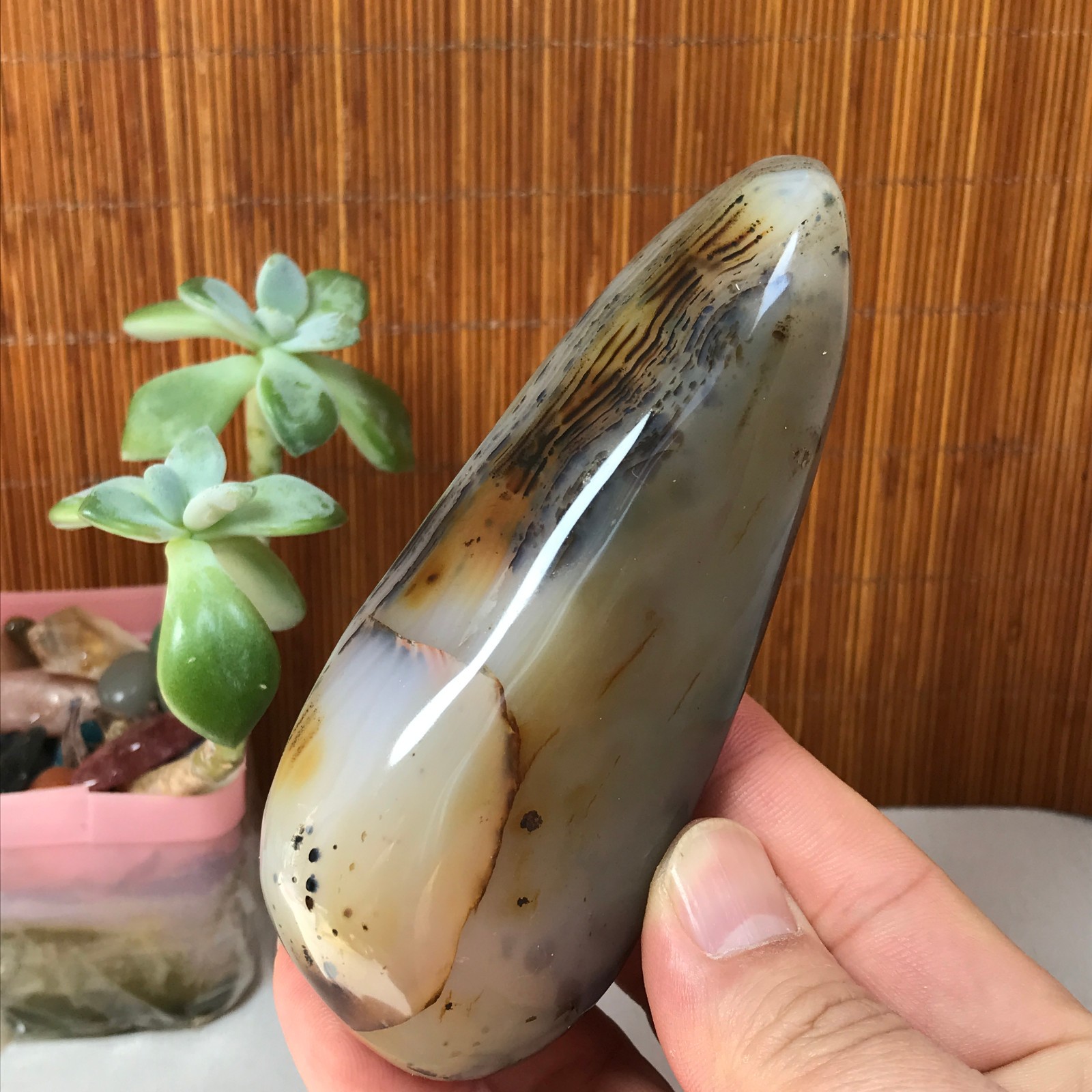 110-47-27mm Natural aquatic plants agate pretty Crystal specimens 248g A1878