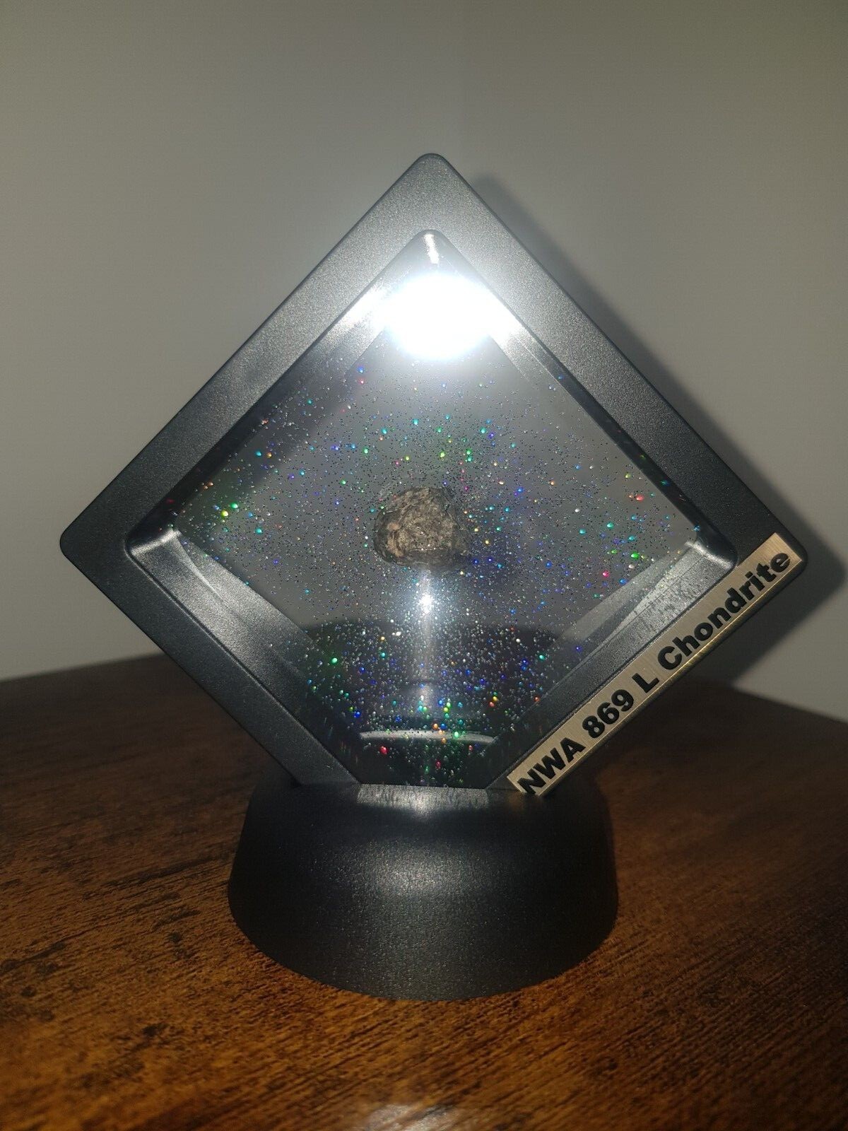 Genuine meteorite space rock in black display box art gift collectible with COA 