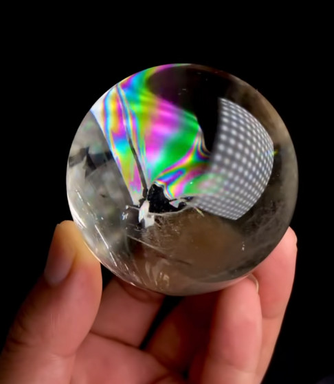 300g Natural Rainbow White Quartz Sphere Energy Crystal Ball Reiki Decor