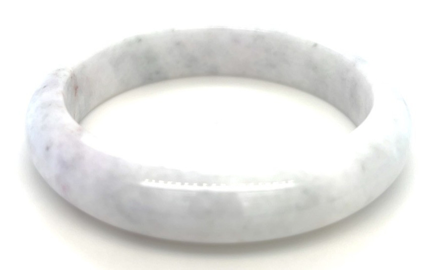 “Type A Burmese Jadeite Bangle White Half Moon 59mm”