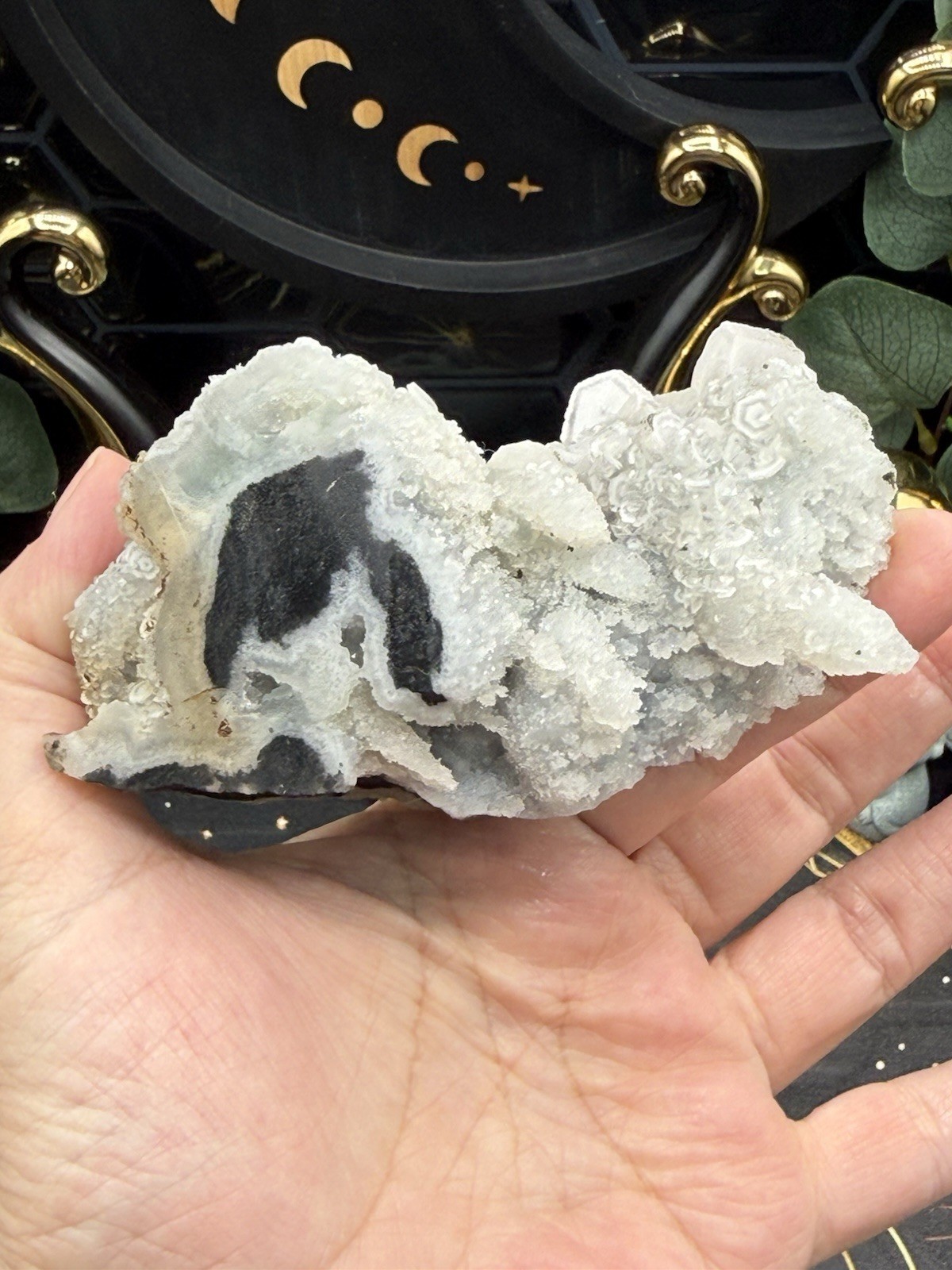 Natural Coin Calcite w/ green fluorite Specimen Uvreactive Free shipping