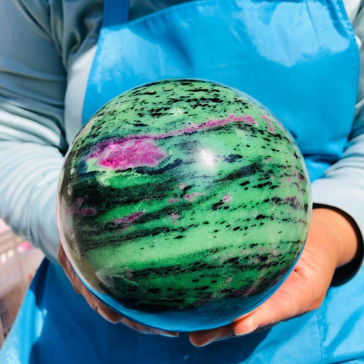 7.28LB Natural green Ruby zoisite (anylite) crystal ball sample Healing