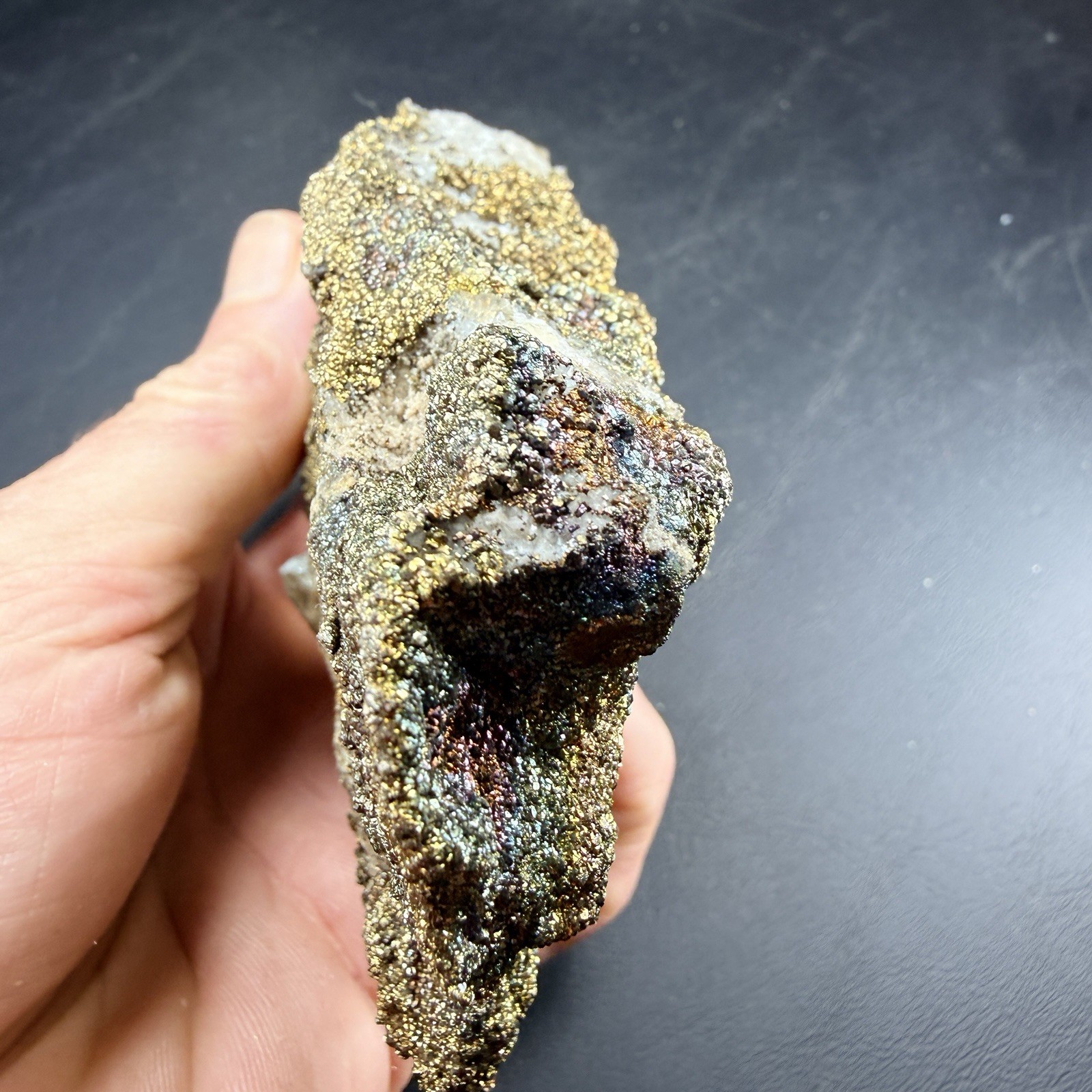 Iridescent Chalcopyrite Calcite Crystals on Matrix / Missouri *Video
