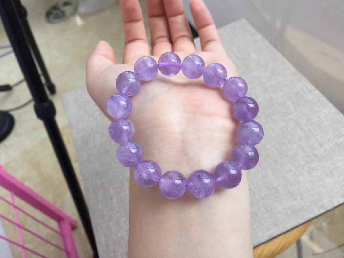 Natural Lavender Amethyst 12mm Creamy Body Single Row Bracelet