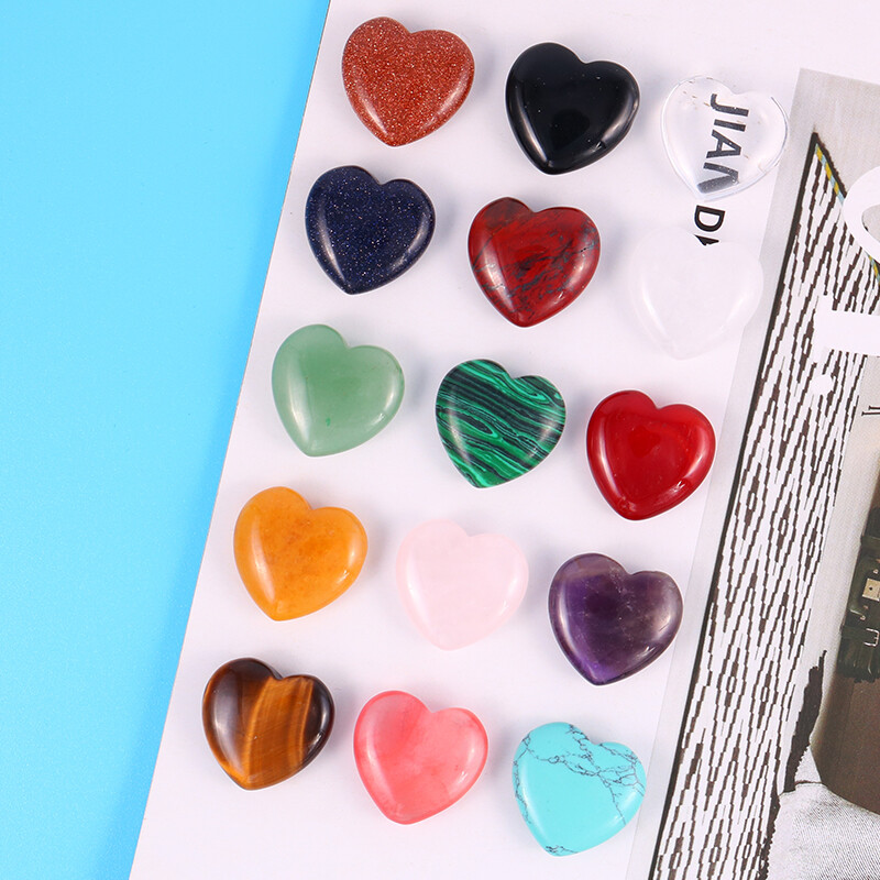 Wholesale 20mm Natural Stone Crystal Carved Heart Healing Love Gemstone