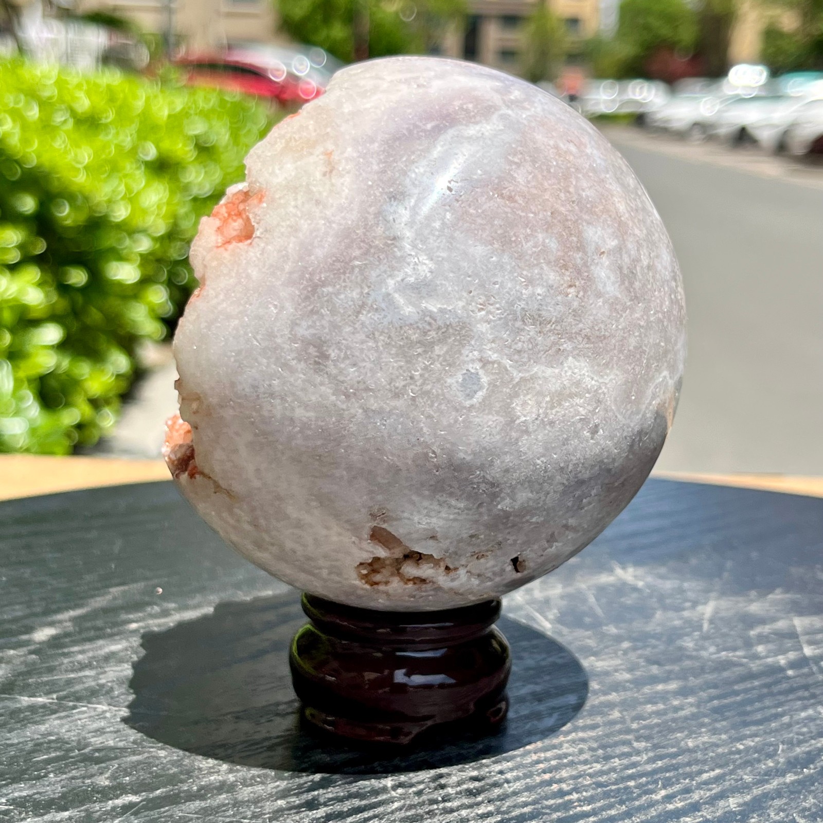 Pink Amethyst Geode Sphere Home Office Desk Decor Ornament Feng Shui Gift 940 g