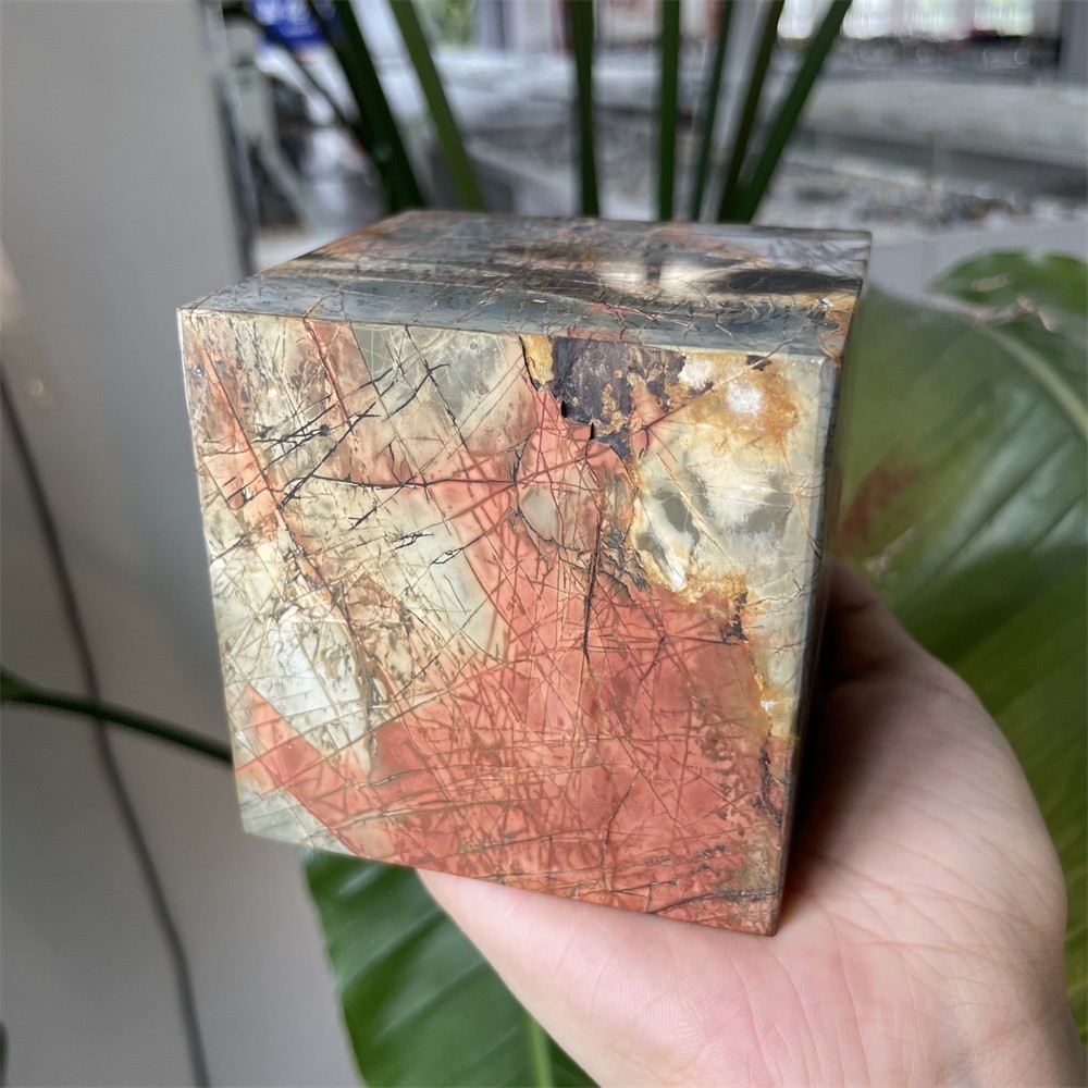 2.9LB 3.1″ A++Natural Creek Jasper Cube Square Crystal Quartz Energy Decor