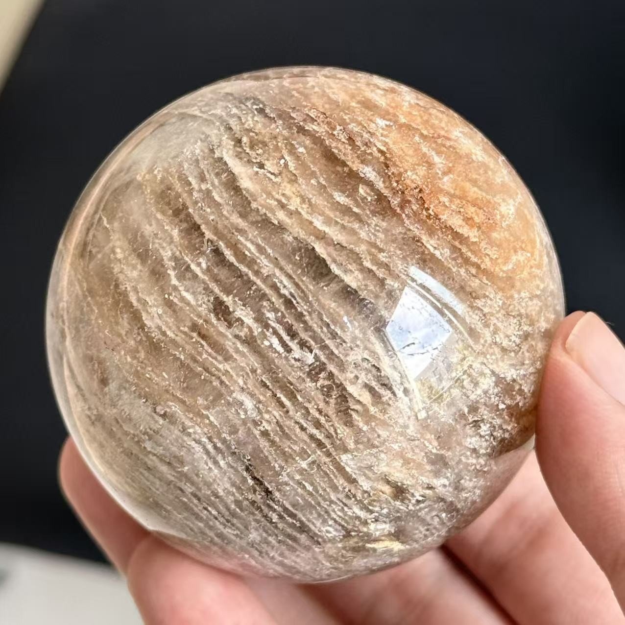 400g 66mm A+Natural Thousand Layer Phantom Sphere Crystal Quartz Ball Healing