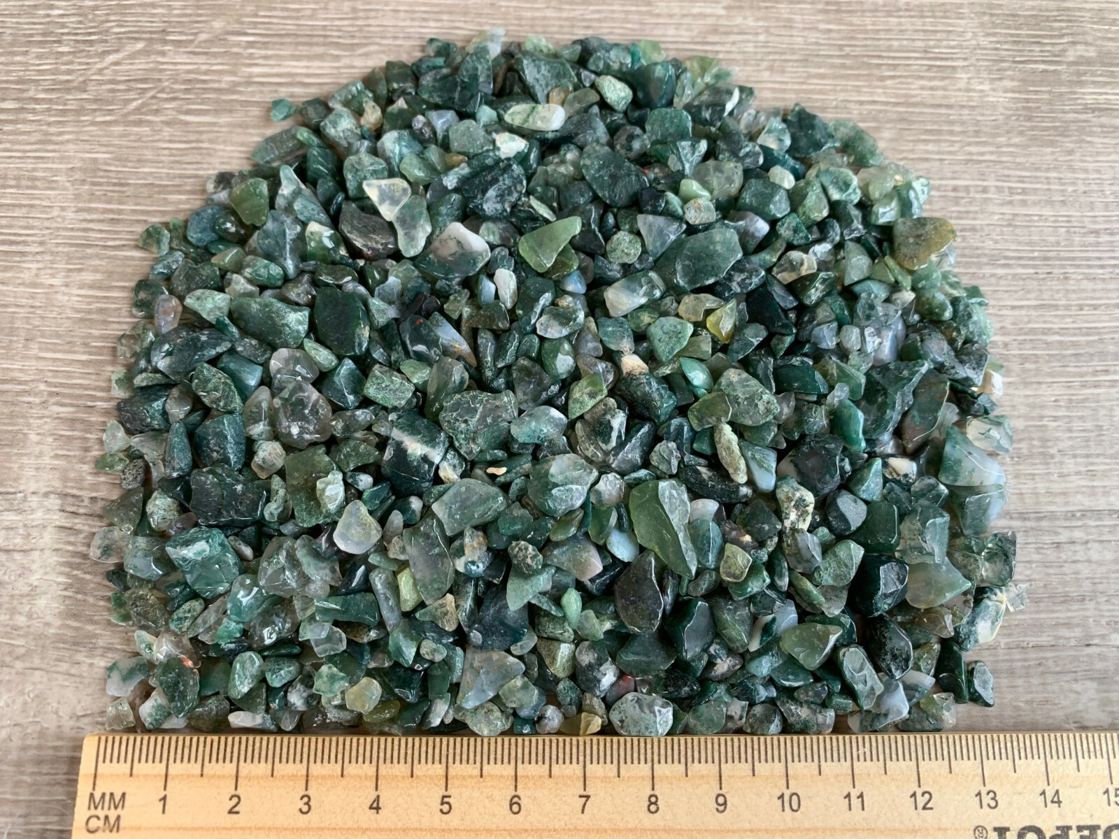 Moss Agate Semi Tumbled Gemstone Mini Chips 5-15 mm, Wholesale Bulk Lot