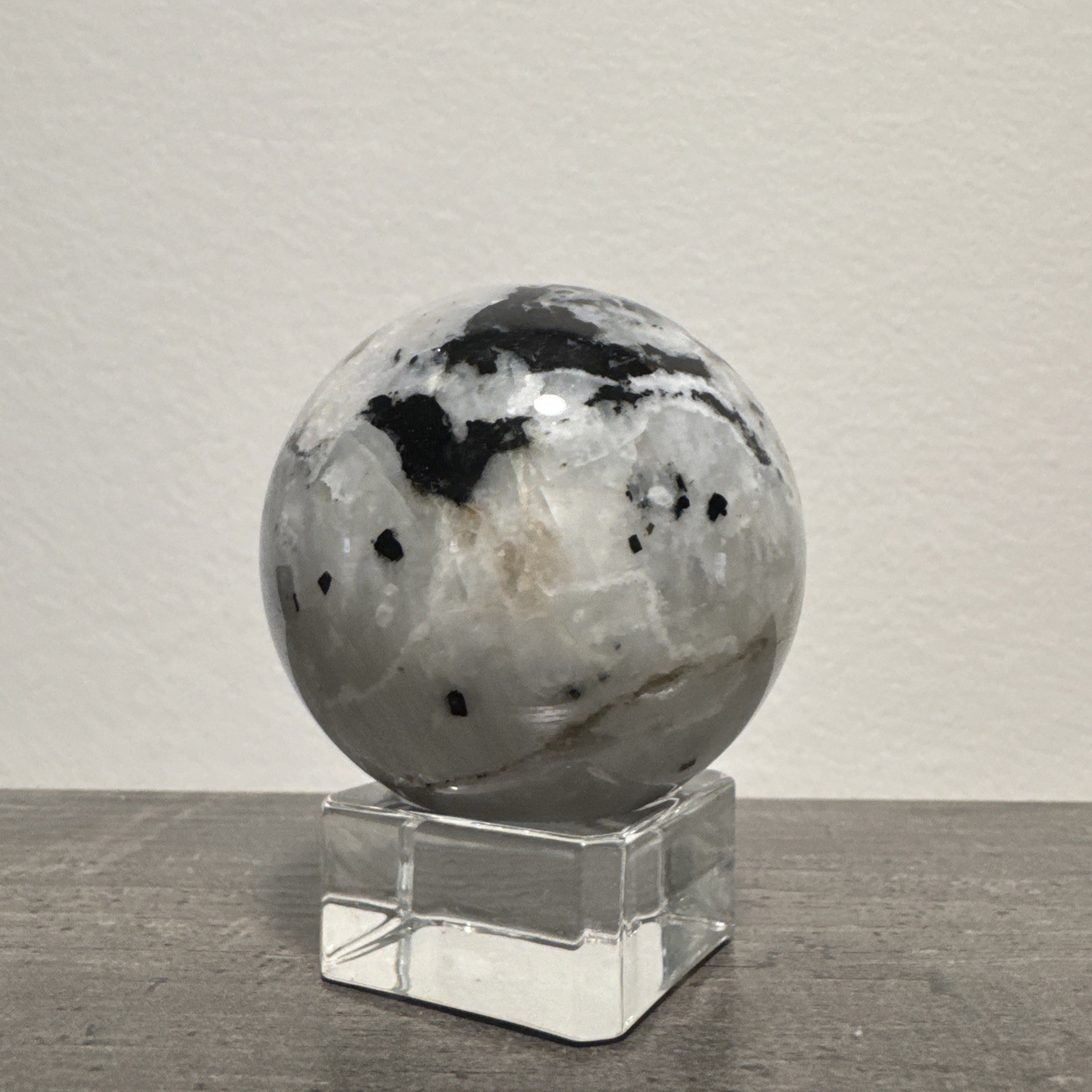 Rainbow Moonstone Crystal Sphere 234 Grams 30 mm