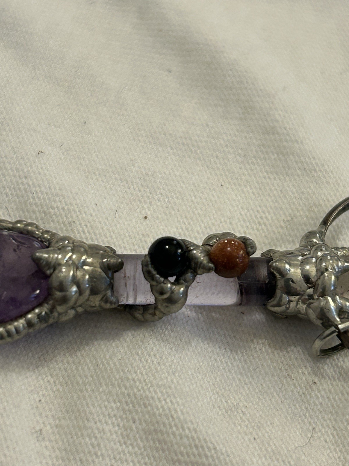 Amethyst Scepter Pendant Metalwork Spiritual Meditation Necklace Energy Cleanse