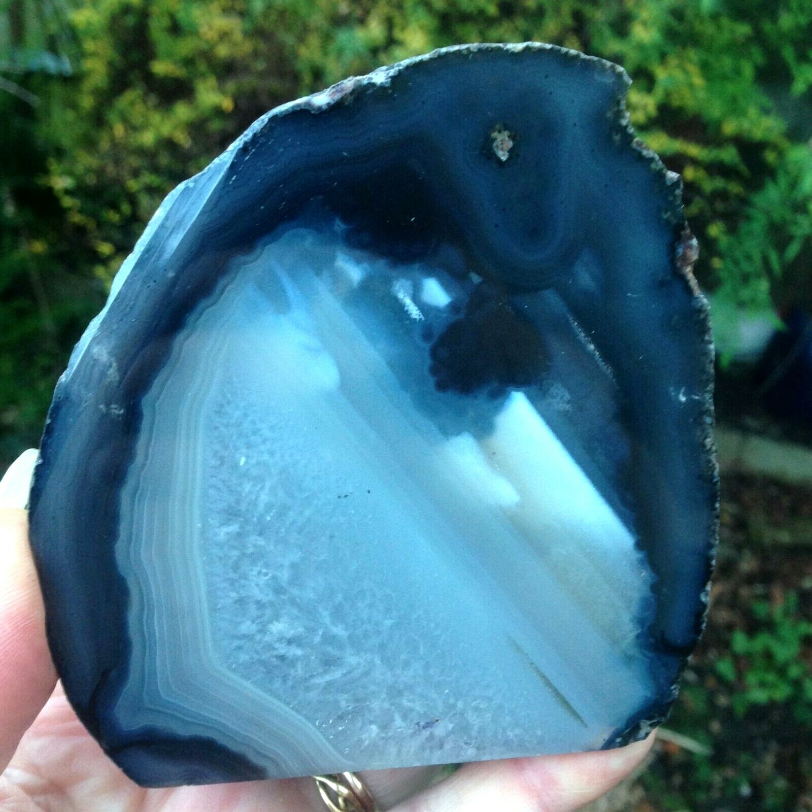 Dyed Agate Crystal Black White Grey Freestanding 398g 9.7x9x4.67cm