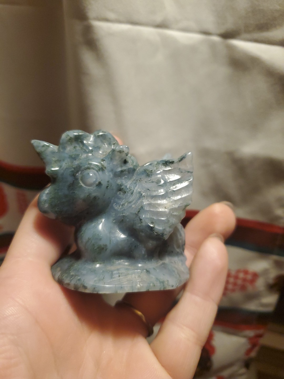 Carved Ophiolite Pegasus Crystal Figure