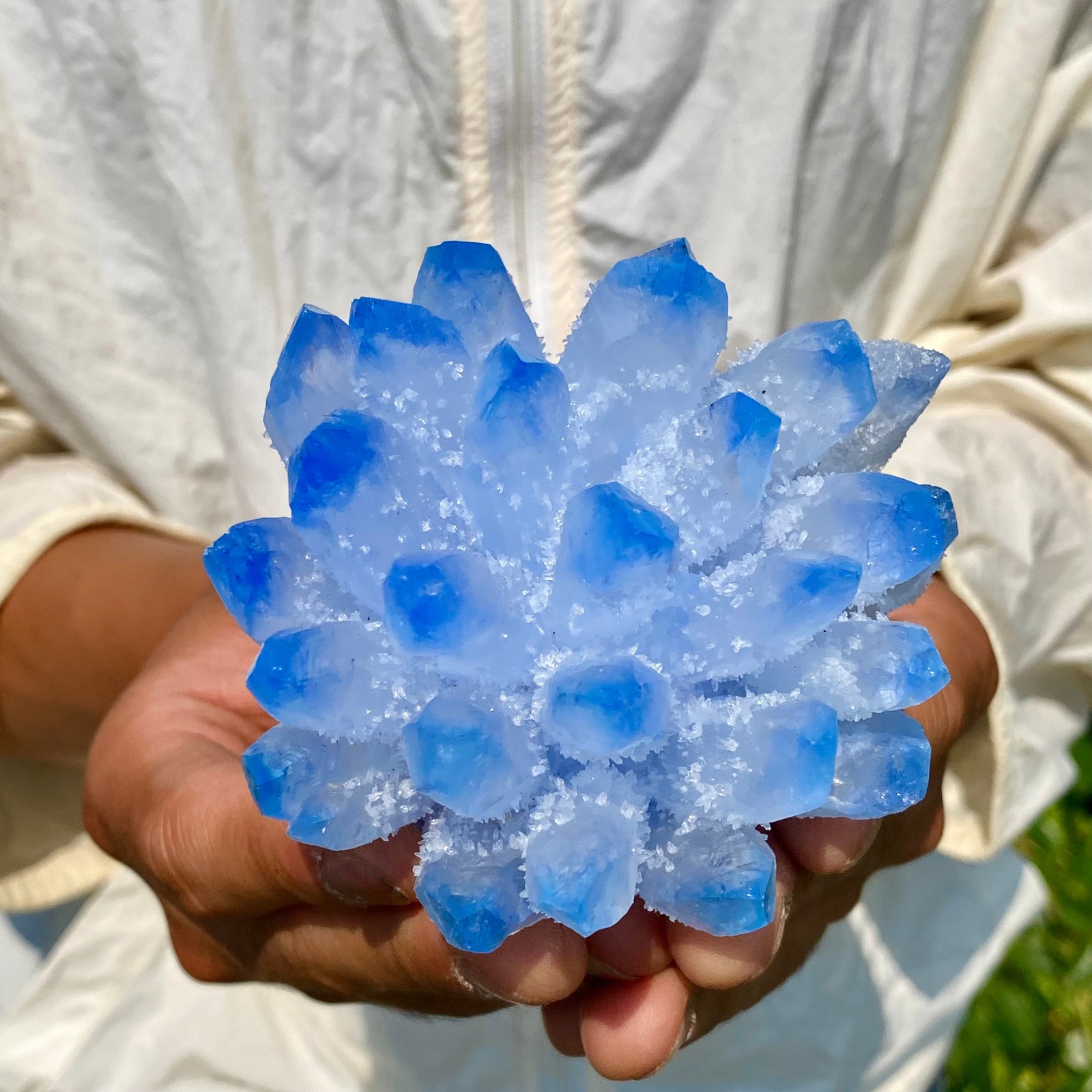 405G New Find blue Phantom Crystal Quartz Cluster Mineral Specimen Healing