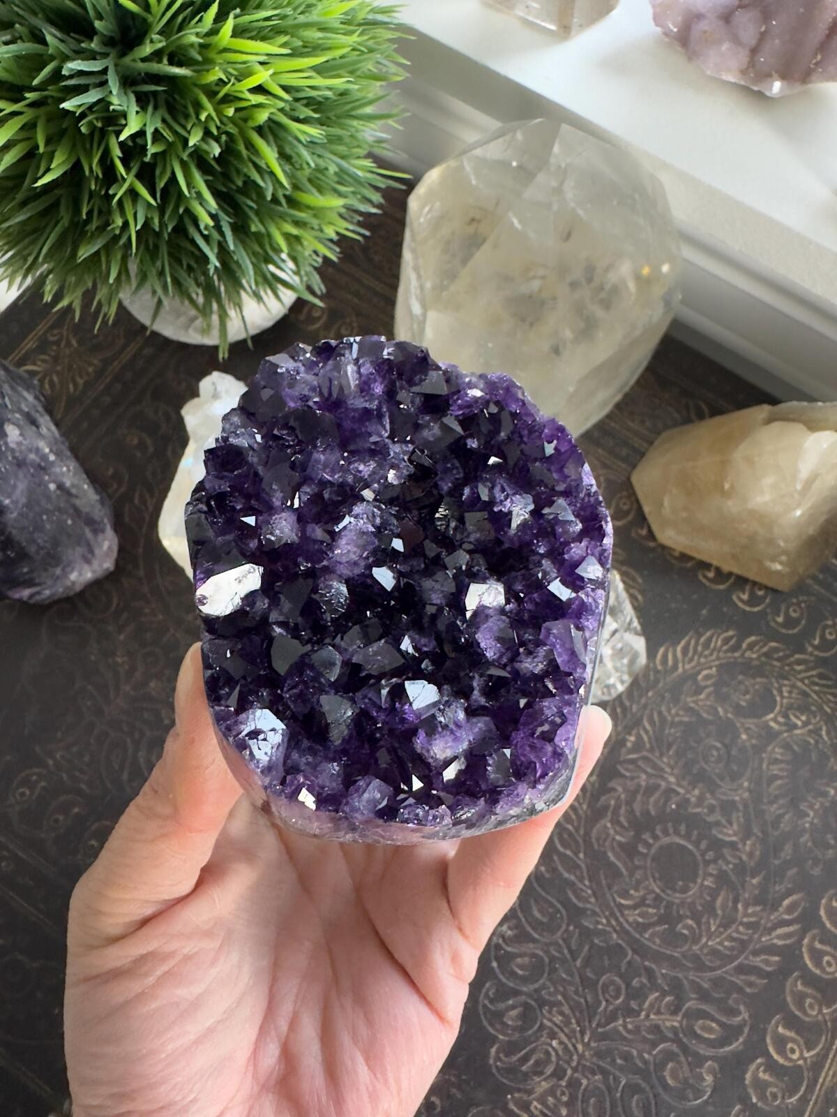 Amethyst Crystal Cluster Geode Dark Purple Grape Jelly Amethyst Mineral Decor 88
