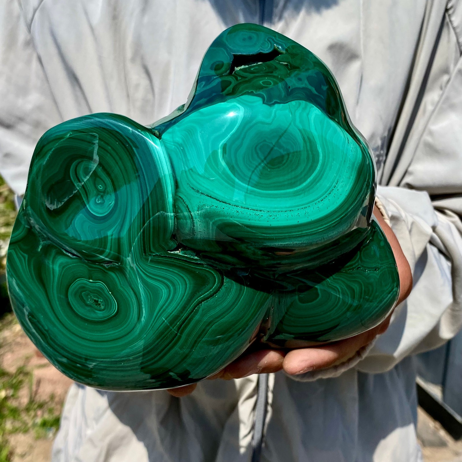 5.93LB Natural glossy Malachite transparent cluster rough mineral sample