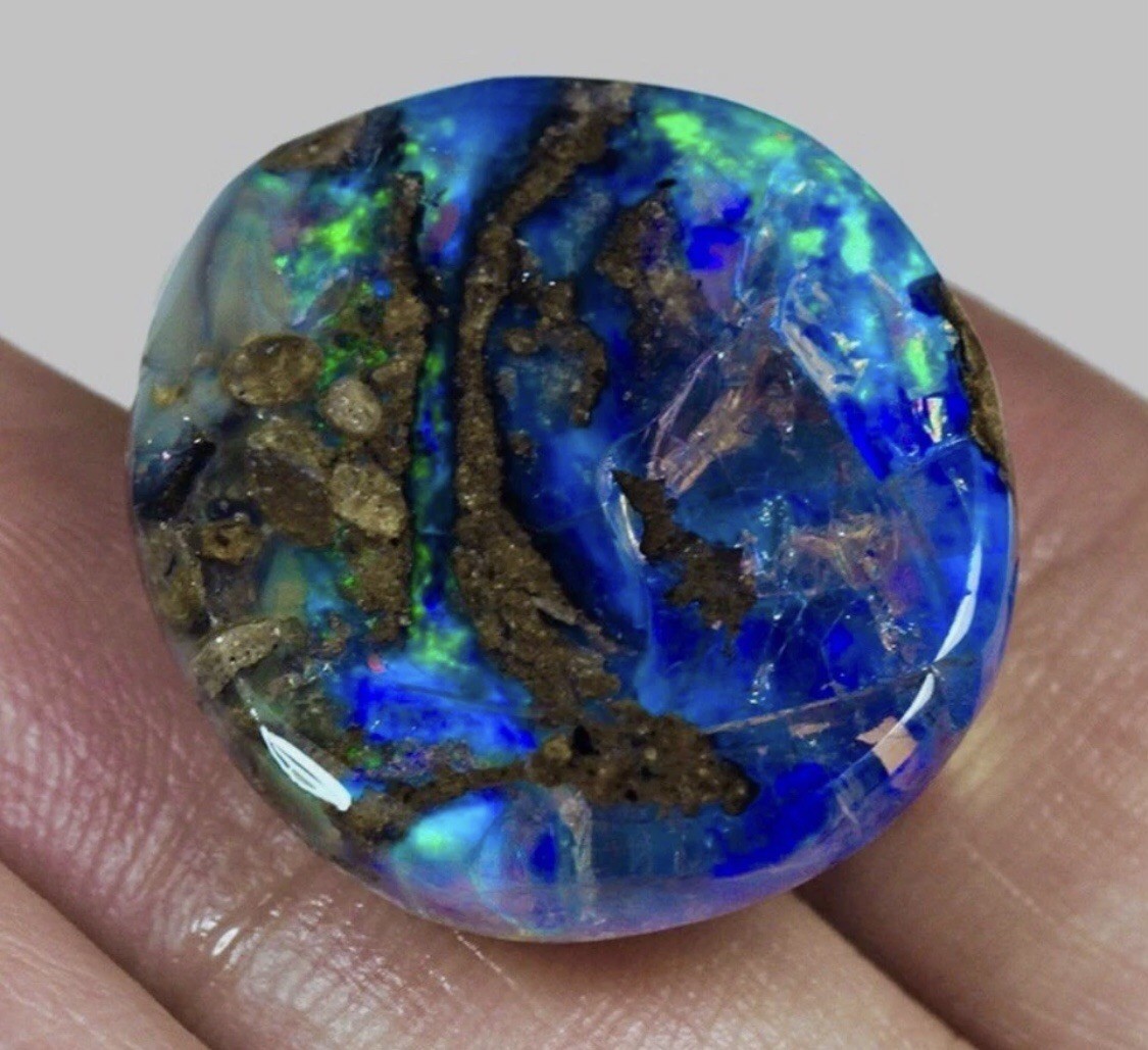 Pricey African Black Opal Crystal Natural Raw Specimen Rare Blue Colors Gemy