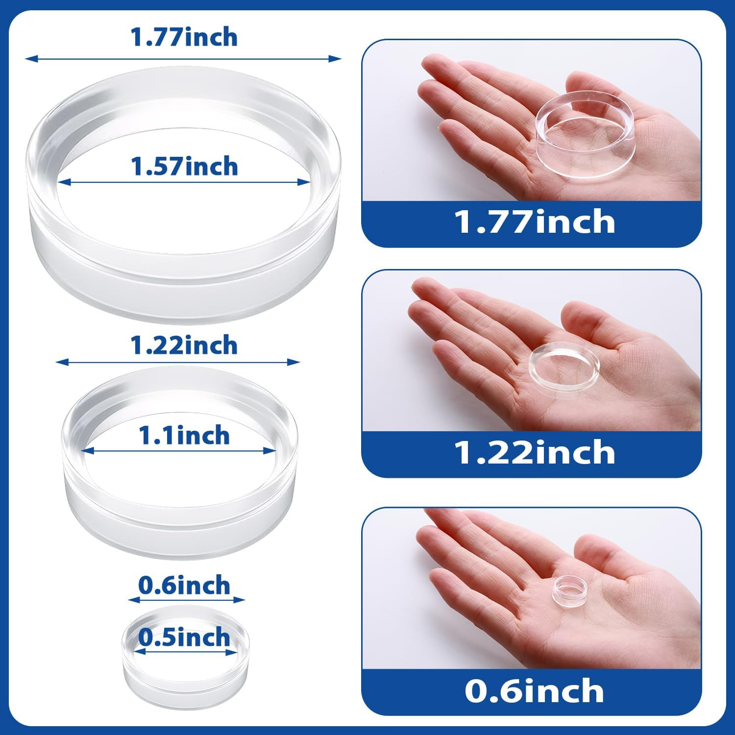Party Zealot 30 Pcs Large Acrylic Clear Baseball Stands 1-5/8″ Size Display Hold
