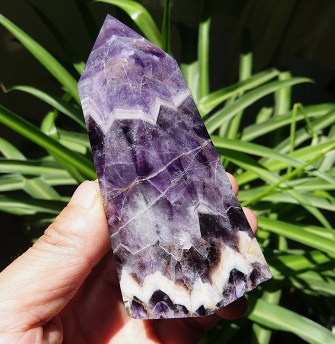 Eco Friendly Chevron Amethyst Purple Crystal Tower Point Home Car Deco Gift Idea