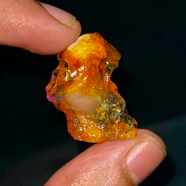 Rare Mexican Fire Opal Rough 26.15 Ct, Natural Orange Opal With Red Green Fire