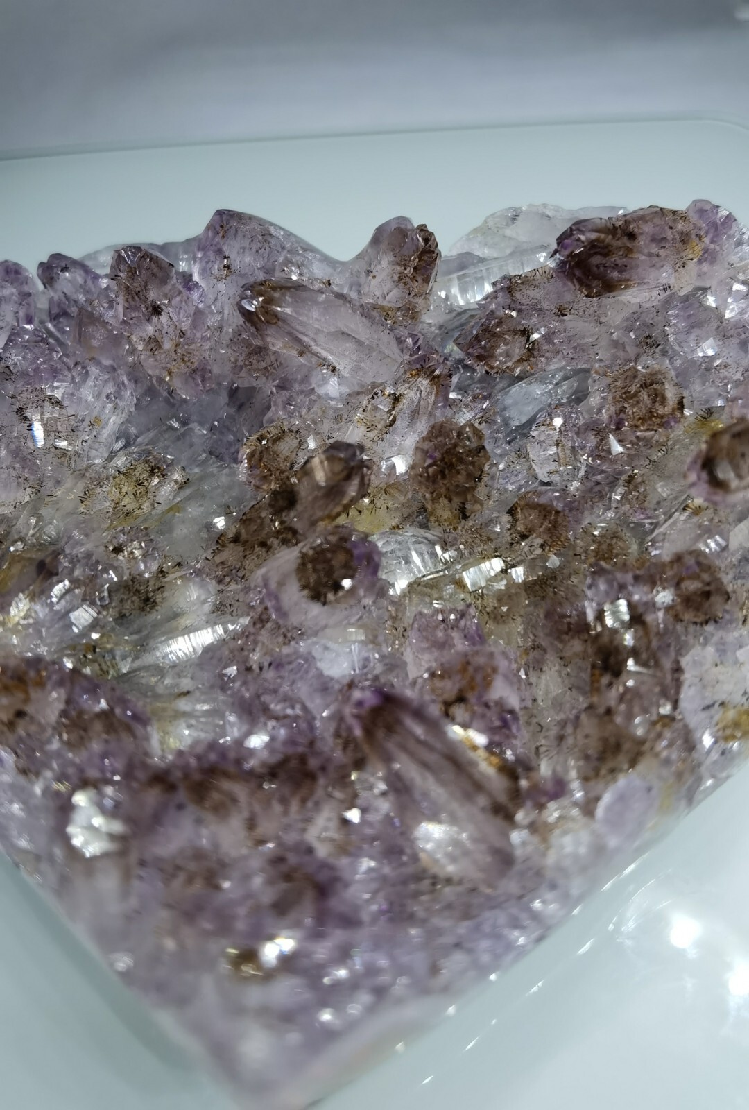 303g Natural Brazil Galaxy Amethyst colorful flicker Crystal 11 x 9×3cm