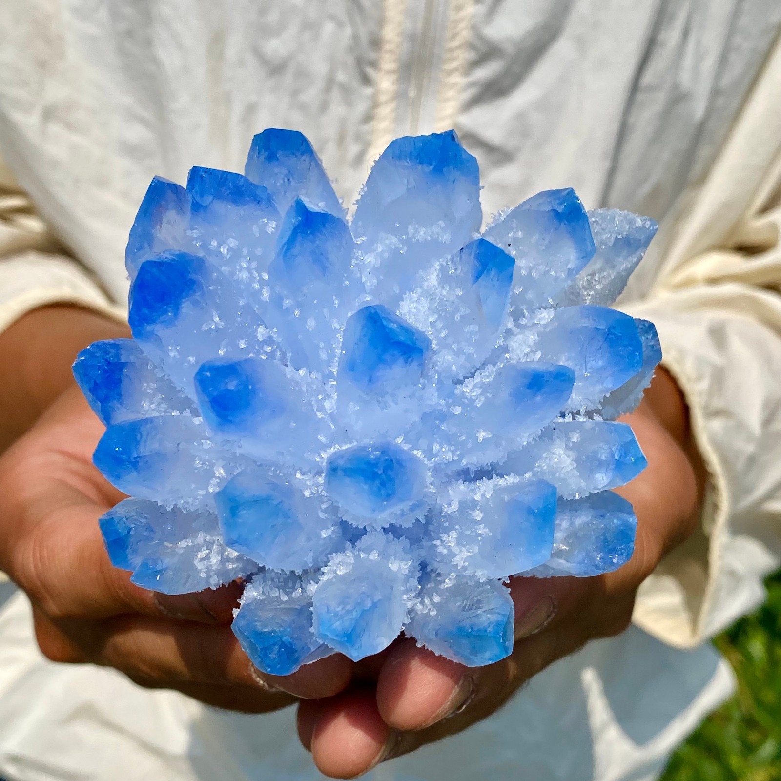 405G New Find blue Phantom Crystal Quartz Cluster Mineral Specimen Healing