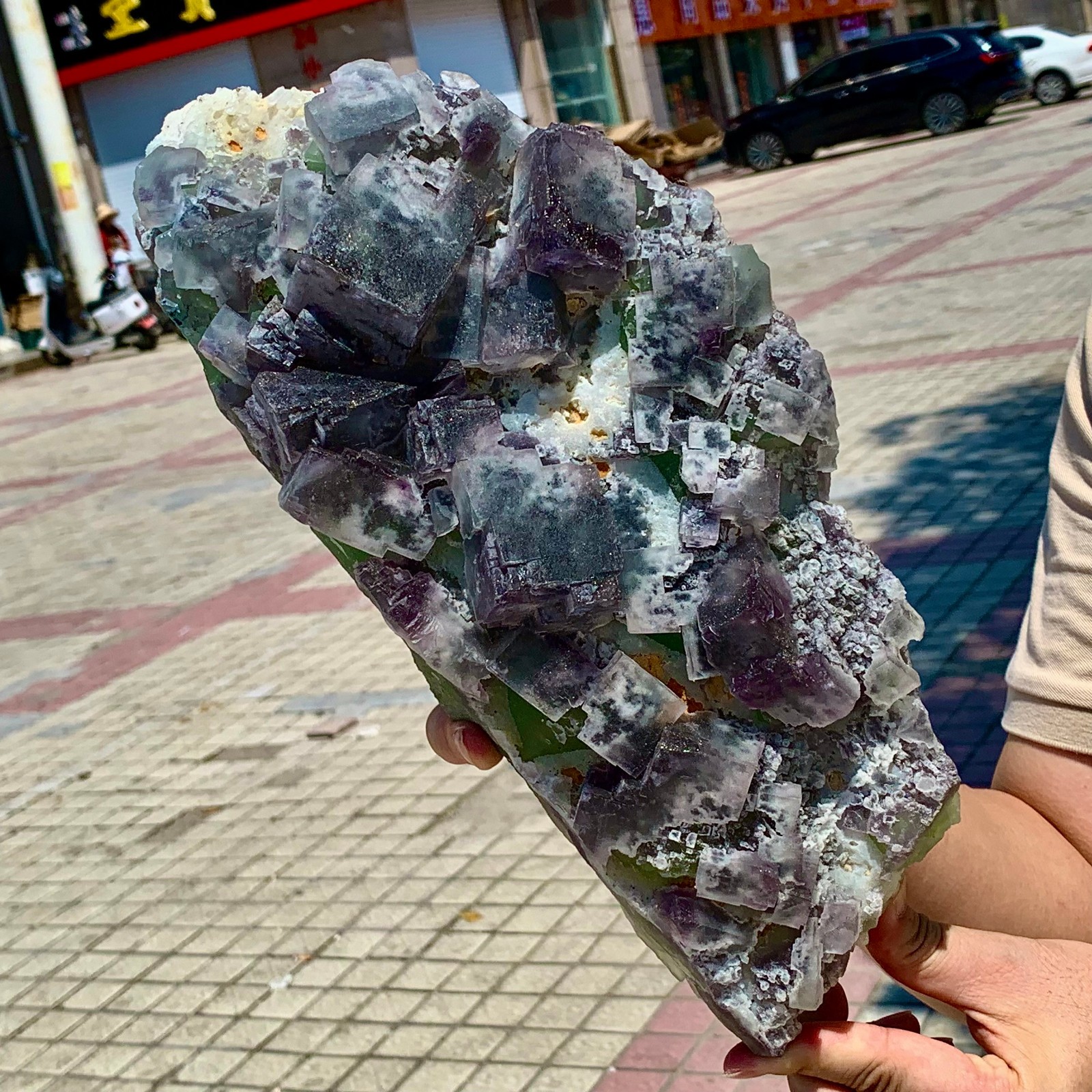 11.41LB Rare Purple Green cubic fluorite mineral crystal sample/Zhejiang, China