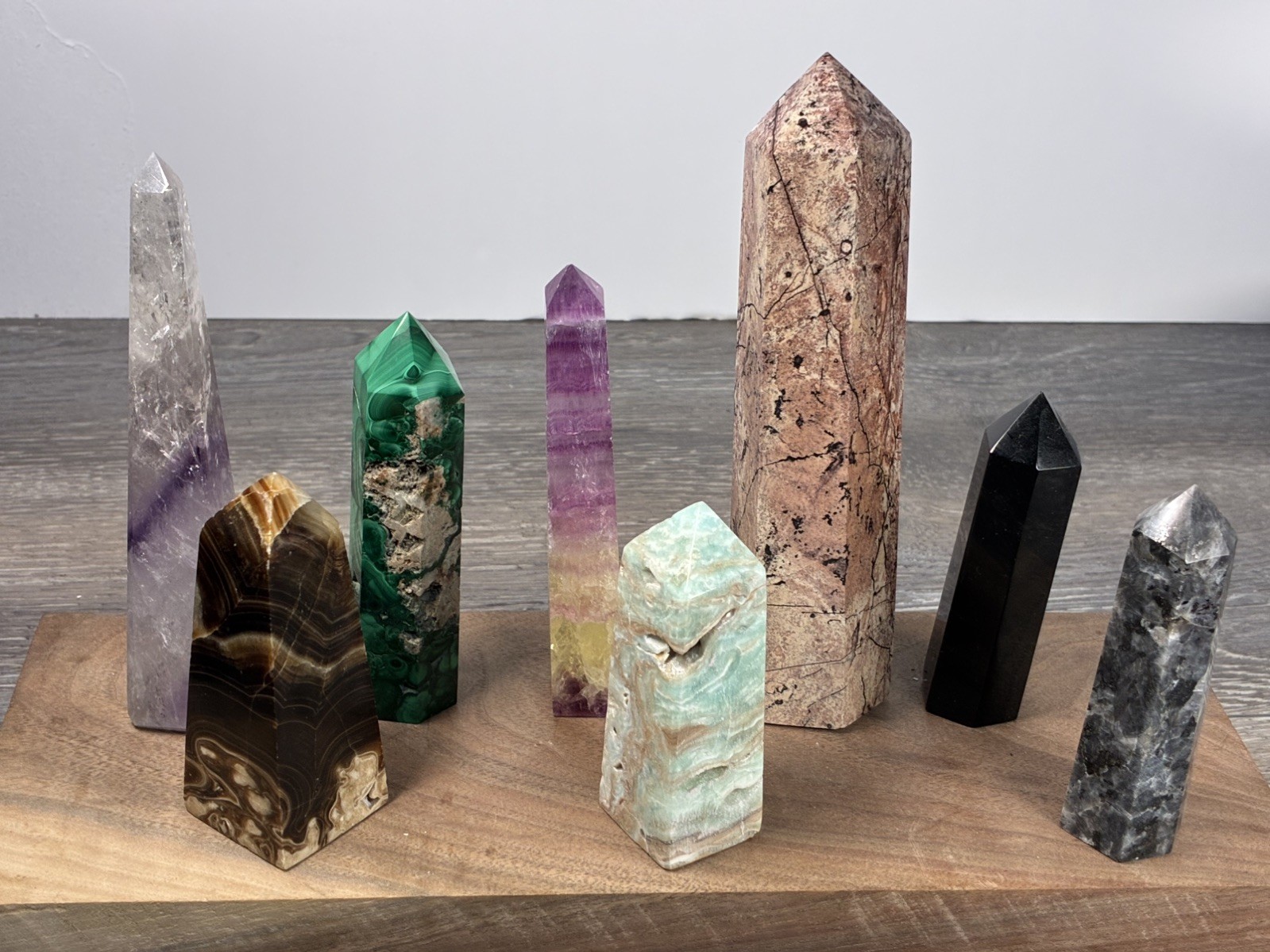 Obelisk Crystals Towers Chakras Point Healing 8 Pc Over 2 Lb Mixed Stone 3”-6”