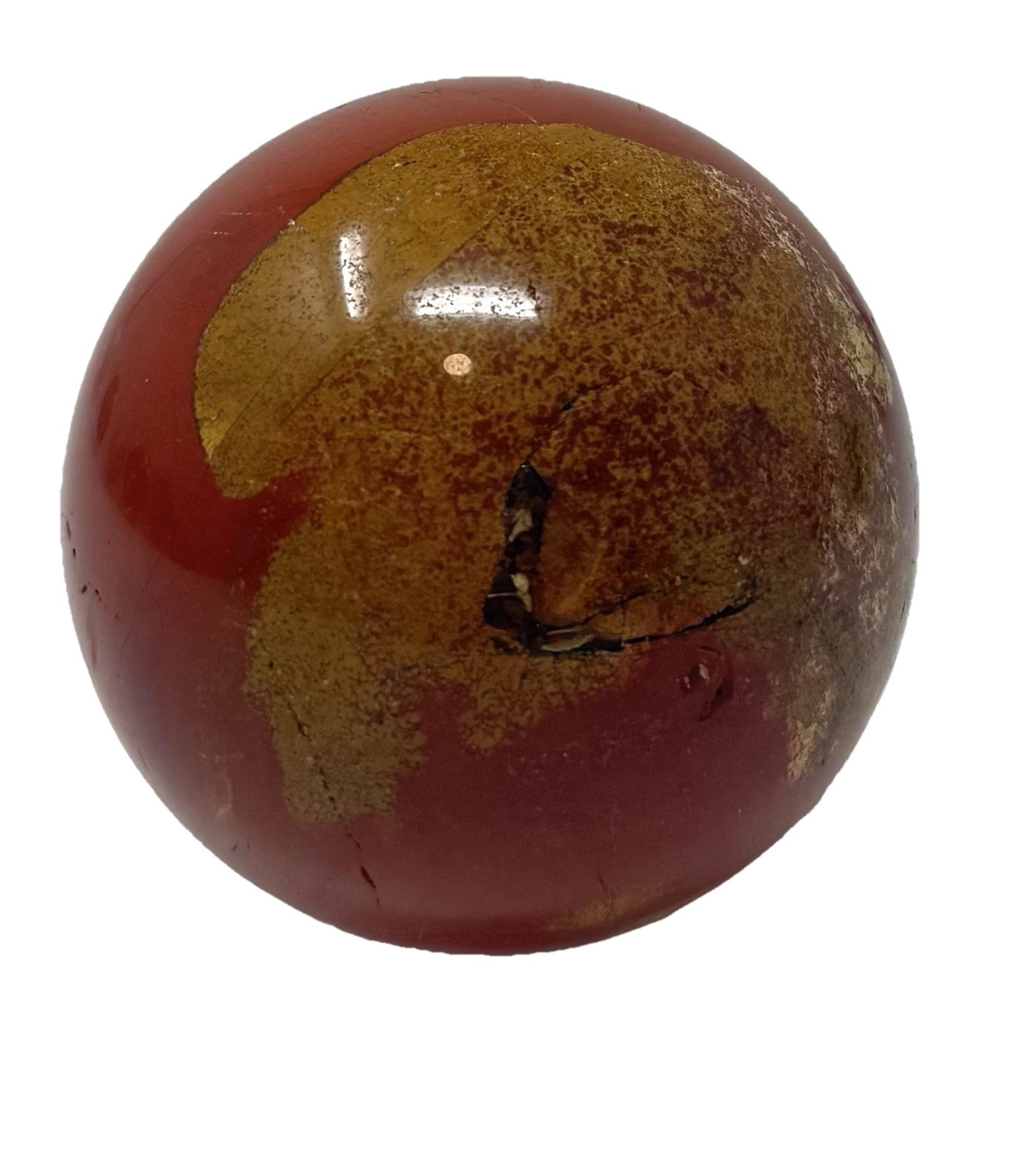 61mm Mookaite Crystal Sphere Pretty Red With Gold Polished Holder Included