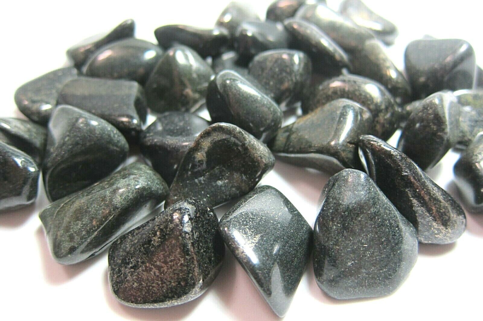 6X Black Lemurian Jade Tumbled Stones 20-25mm Reiki Healing Crystals Past Abuse
