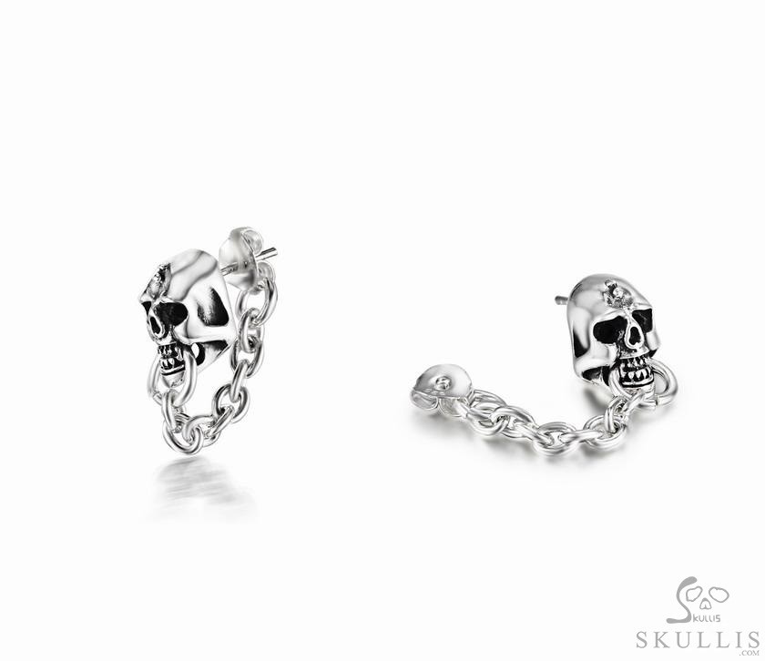 925 Sterling Silver Skull Earrings